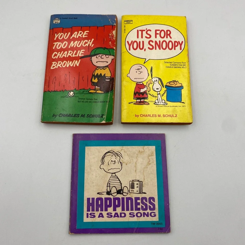 Vintage Peanuts Books Lot of 3 Charles M Schulz Snoopy Charlie Brown 1960s 1970s